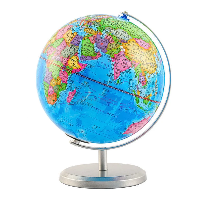 Globe Student Geography Teaching With Lamp Metal Base Hd 20cm Student Office Ornaments Administrative District Suspended Stereo.