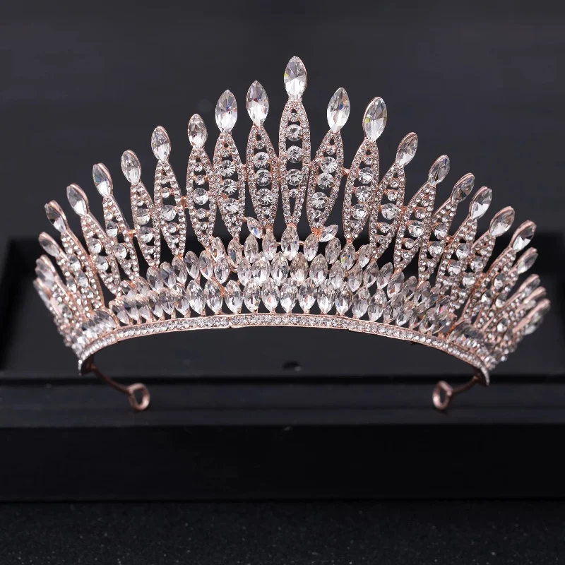 Silver Color Crystal Queen Big Crown Tiara Rhinestone Wedding Tiaras Women Pageant Prom Crowns Bridal Hair Accessories Jewelry image 4