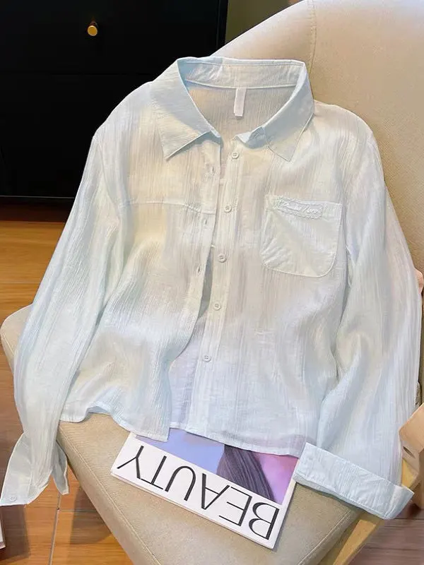 Csa corta de manga larga hoada para mujer, Top informal de estilo coreano con sensación de diseño, prendas de vestir ext...