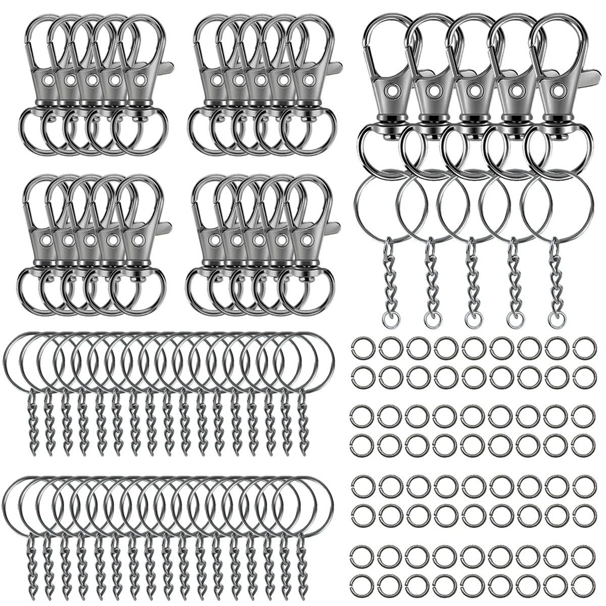 Rotary Clasp Hook Metal Spring Chain Keychain Set