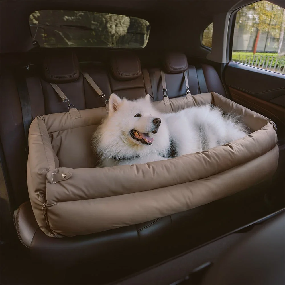 Pet Outing Lathe Luxury Faux Leather Dog Car Seat/Cat Car Bed/Booster Bed Pet Booster Car Seat Dog Cat Travel Seat