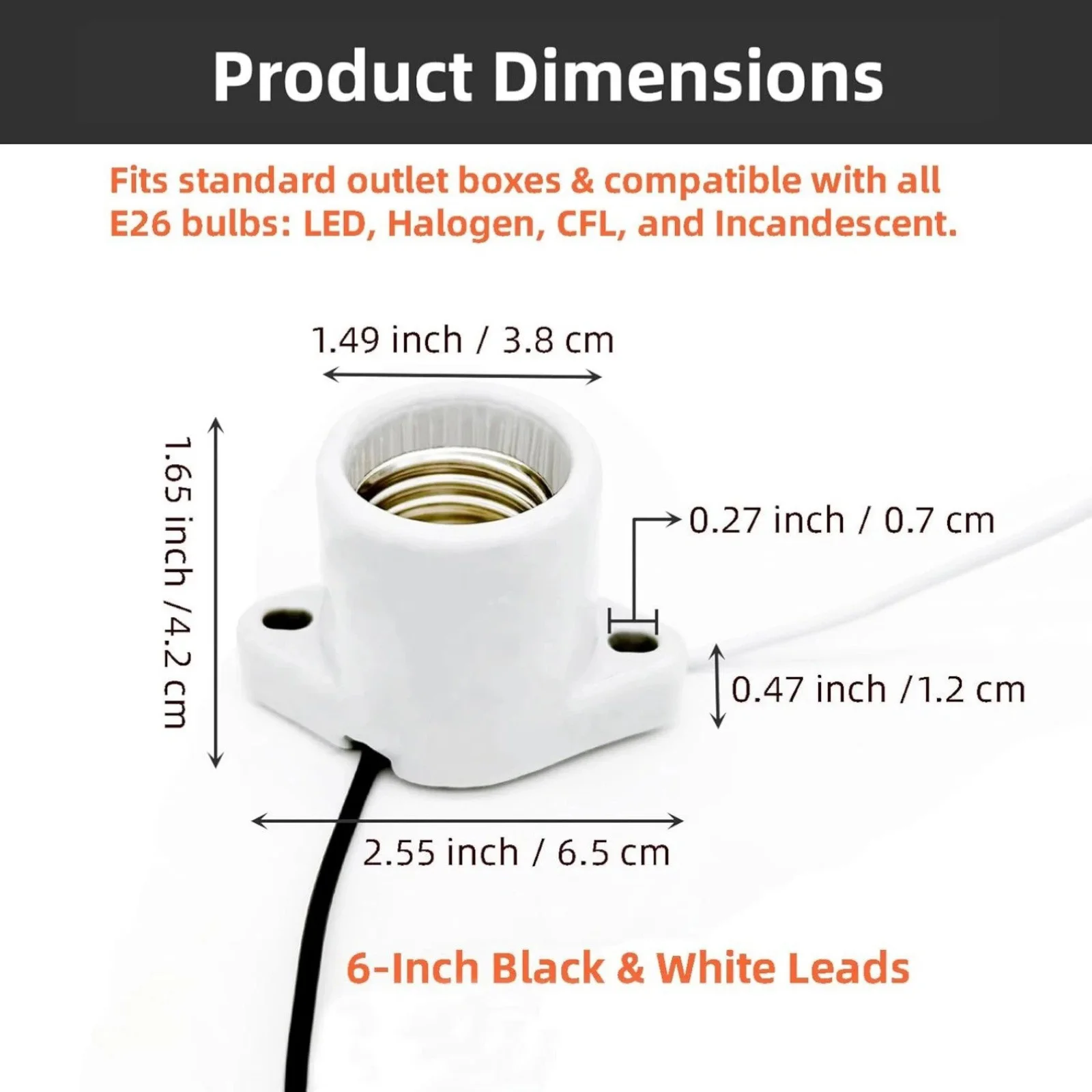 Tool Free Installation Light Sockets 4Pcs Pre Drilled Flange Pre Stripped Wires for Garage Warehouse Closet Junction Boxes
