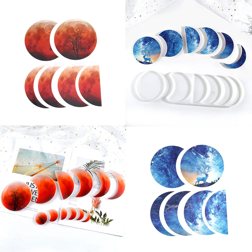 New Home Decoration Eclipse Silicone Mould Soft&Durable Multi-color Material Paper For DIY Crafts Epoxy Resin Tool