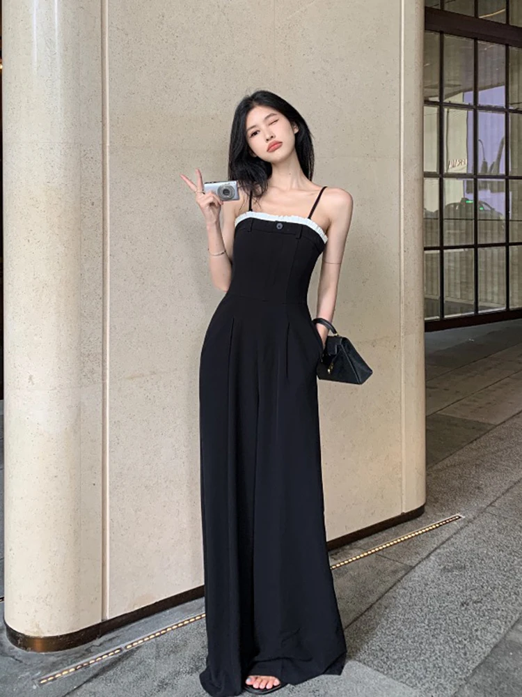 Sexy Sleeveless Y2k Casual Wide Leg Pants Jumpsuits Solid Female Aesthetic Streetwear Rompers For Women Overalls