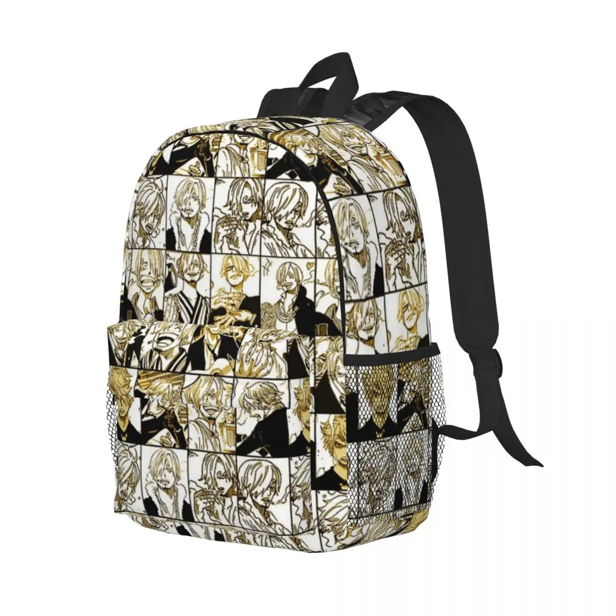 Sanji - Mochila escolar casual leve impressa com colagem de painel mangá de uma peça para escola, ao ar livre, compras, escritório 15 polegadas