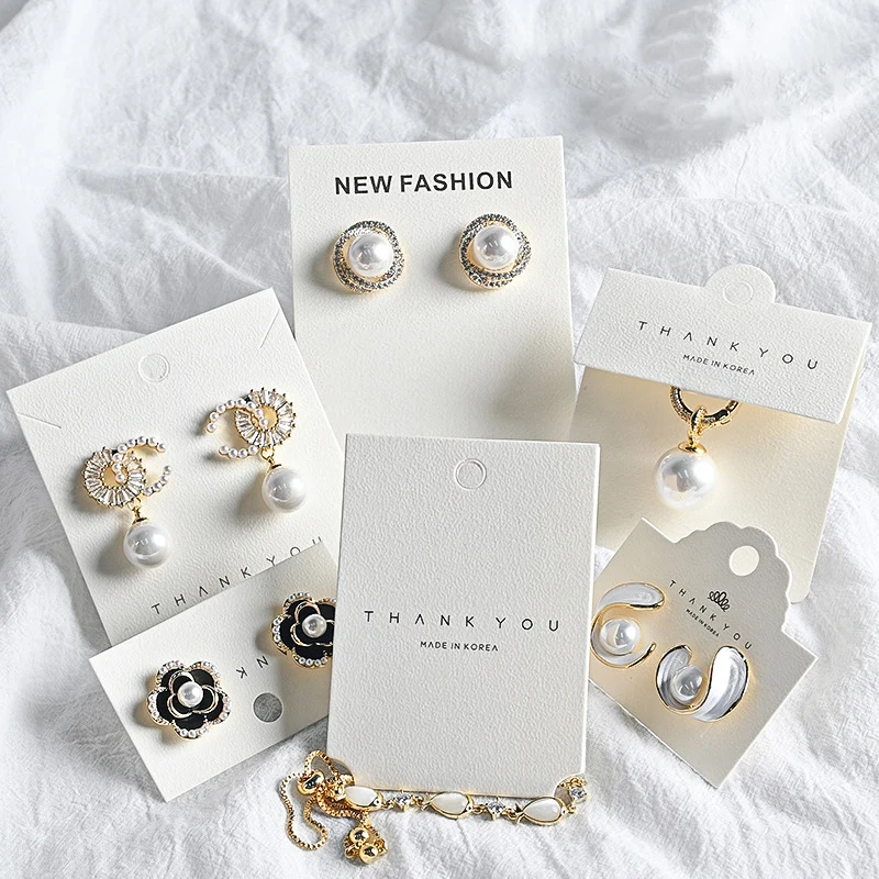 Custom Logo Jewelry Tags Cards for Earrings Necklace Price Hang Tags with Hole Free Design Printing Service for Boutique
