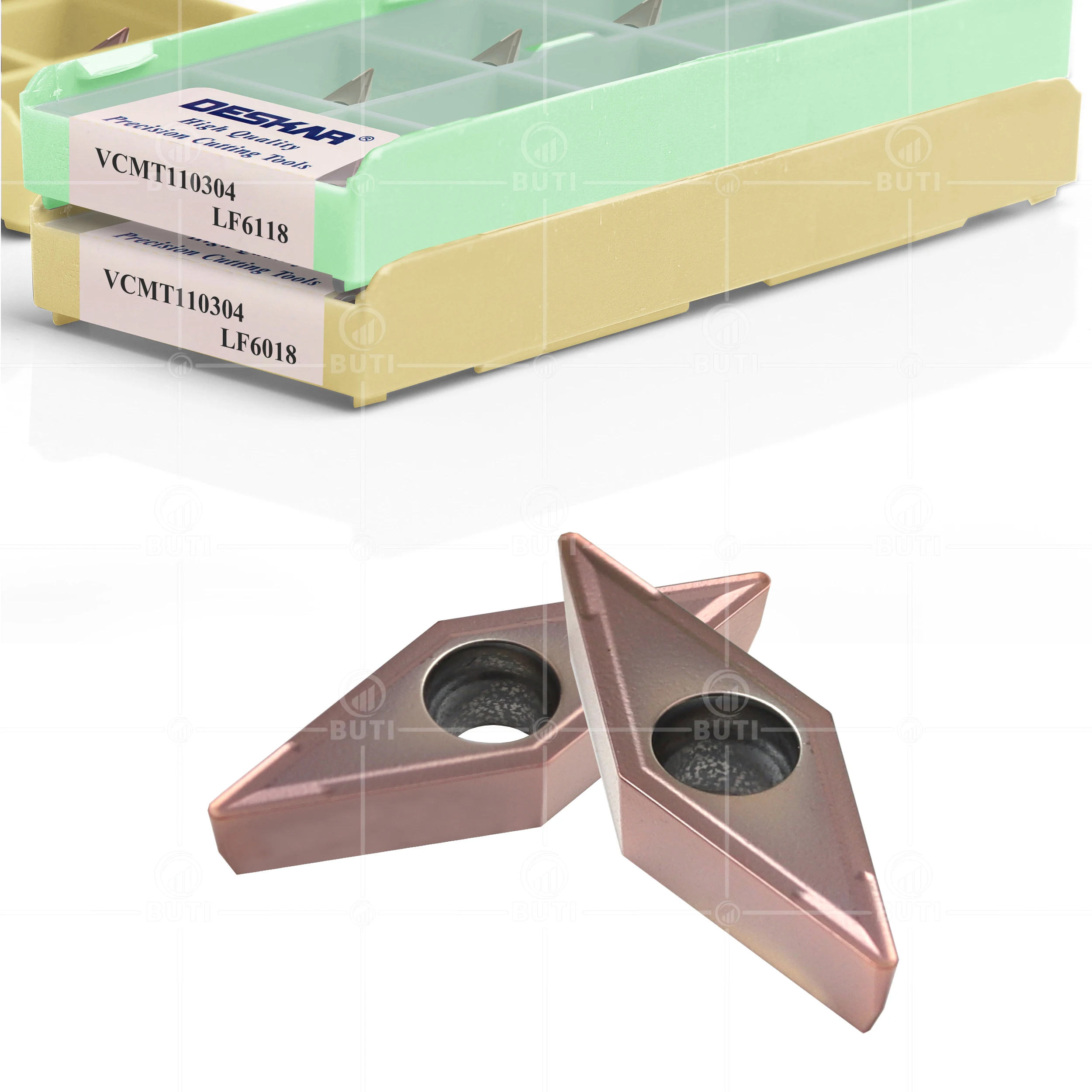 Imagem -03 - Deskar 100 Original Vcmt110304 Lf6018 Lâminas de Liga Vcmt110304 Lf6118 Cnc Torno Ferramentas Torneamento Insere Duro para Aço Inoxidável
