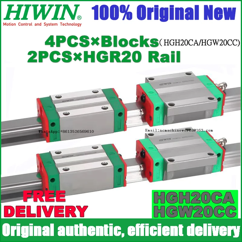 100% Original New HIWIN Linear Guide HGH20CA HGW20CC HGW20CA HGR20 Length 200 400 500mm 800 1000 1200 1500mm Rail For CNC Router