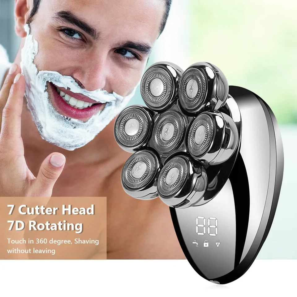 New Shaver For Men 7D Independently 7 Cutter Floating Head Rechargeable Waterproof Electric Razor Multifunction Trimmer For Men