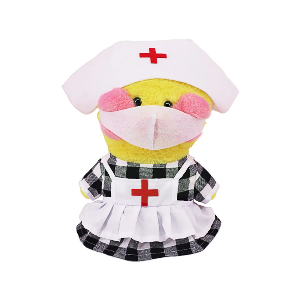 Ropa de muñeco de pato amarillo de 30cm, ropa de doctor/enfermera, vestido de Lalafanfan, juguetes de peluche de animales, accesorios de traje Kawaii