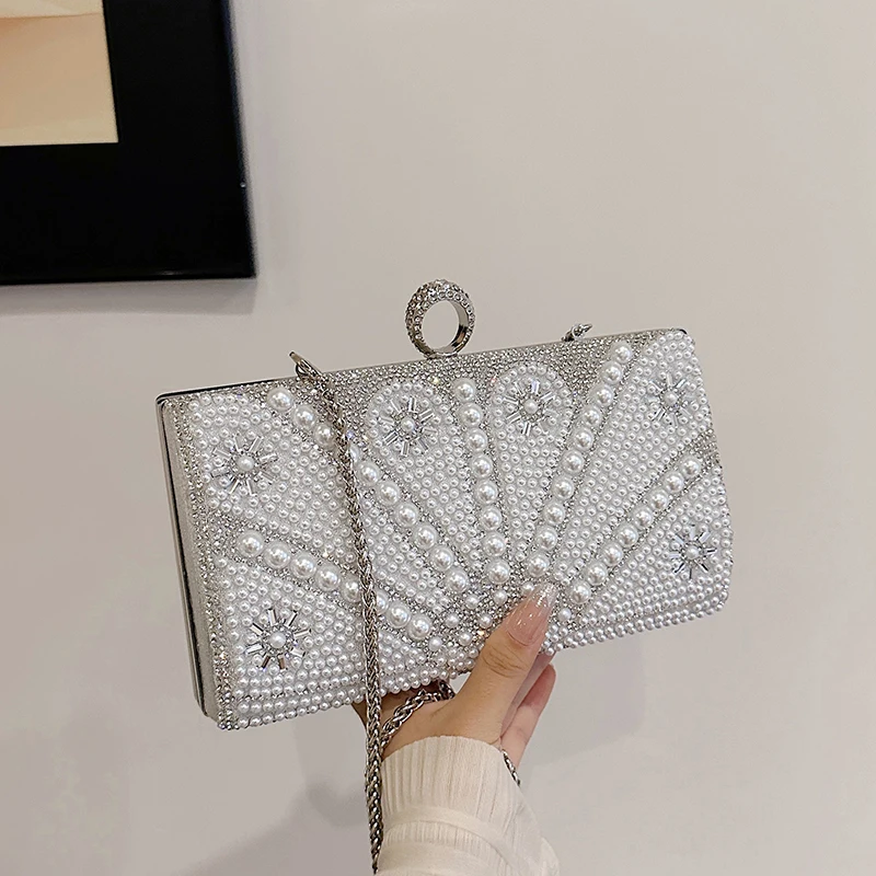 

Роскошные женские сумки с бриллиантами, блестящие бриллианты, вечерняя сумка, коробка-цепочка, клатч с жемчугом и бисером, вечернее платье, сумочка для ужина
