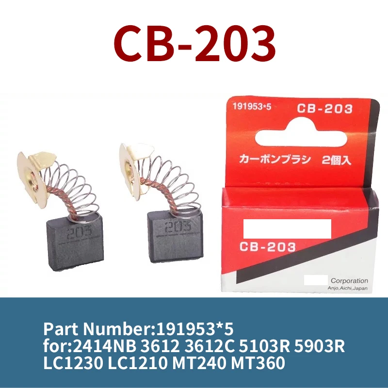 

CB-203 Carbon Brush for Makita 2414NB LC1230 1210 Cutter 3612C 5103 5903R MT240 360 Engraving Machine Replacement Parts 191953*5