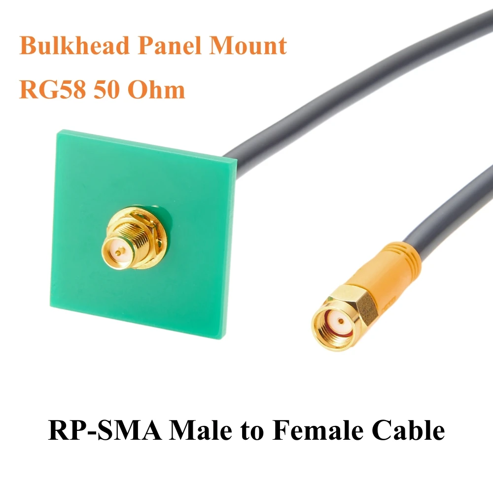 

RP-SMA Male to Female Bulkhead Mount Cable RG58 50 Ohm RF Coaxial Antenna Extension Cable for WiFi Router, Wireless Network Card