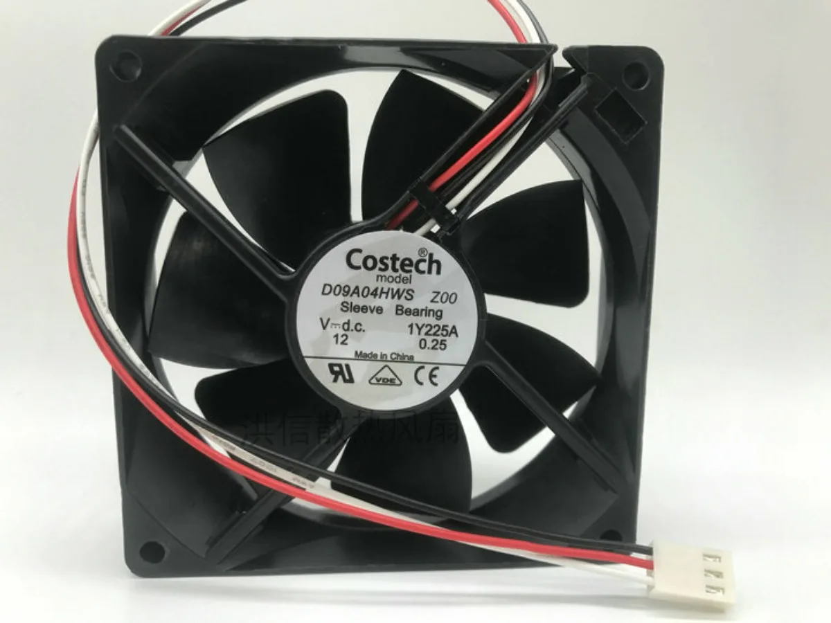 1pc for Costech D09A04HWS Z00 DC12V 0.25A 92*25MM 9025 3-wire cooling fan 3pin