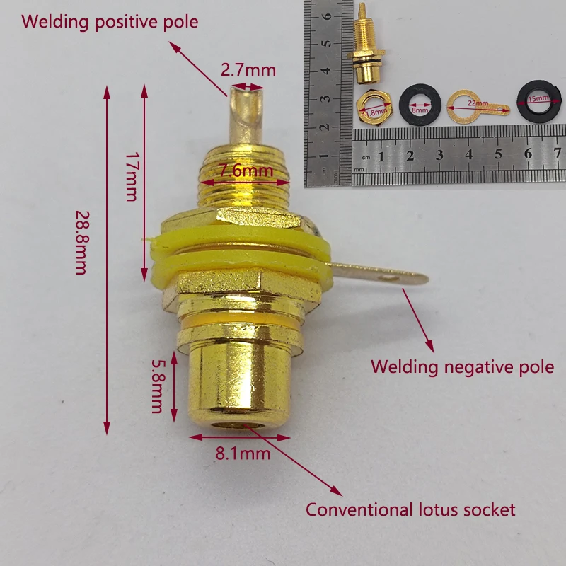 Gold Plated Lotus Female Socket AV Audio Amplifier Video Terminal Interface Socket Single RCA Lotus Female Socket Coaxial Socket