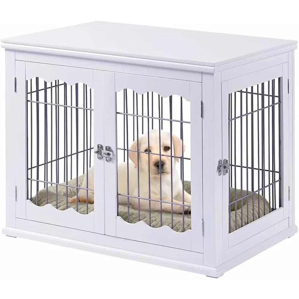 dog cage Indoor Aesthetic Puppy Kennel, Modern Decorative Wood Wire Pet House Dog Cage，