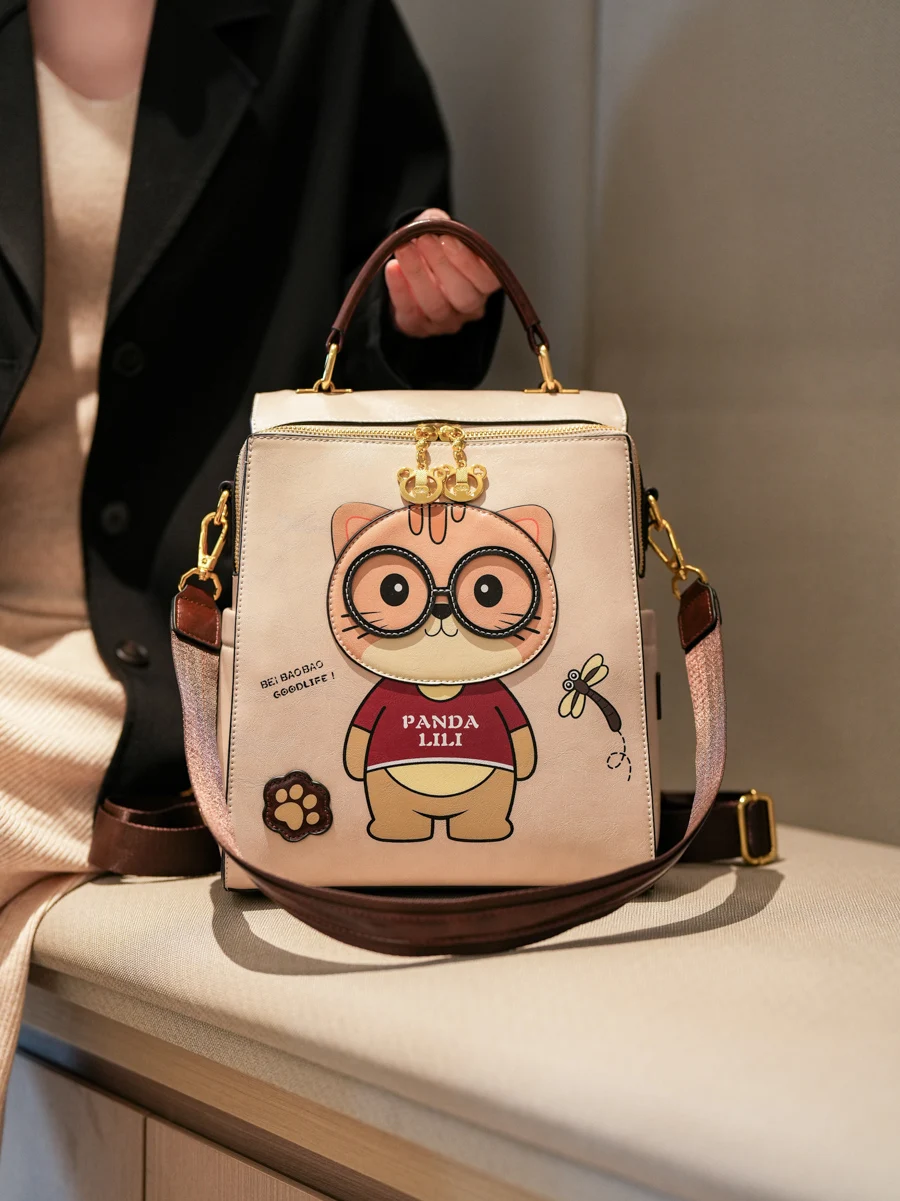 Fashionable Large Capacity Commuter Women's Backpack 2026 New Korean Style Double Shoulder Bag Cartoon Single Shoulder Bag