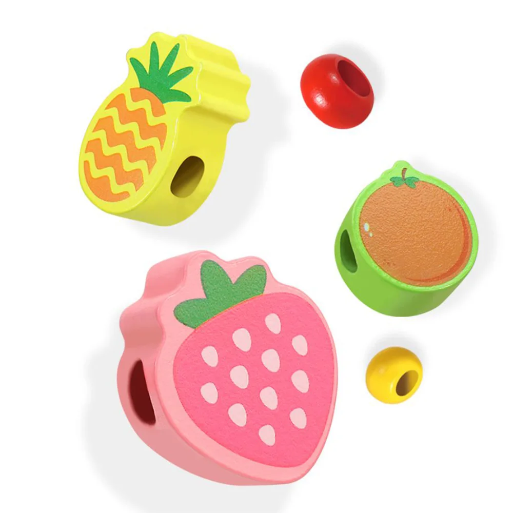 Jouets en bois de dessin animé pour enfants, puzzle de perles de fruits, labyrinthe d'apprentissage du comptage, jouets Montessori pour bébés, cowcles