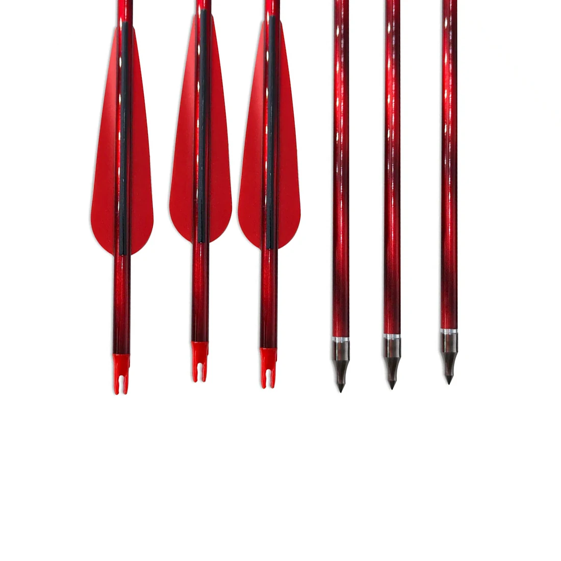 ID6.2 High Grade Pure Carbon Arrow 6/12PCS Shafts 32 Inch Spine 300-800 with 4 Inch Drop Glue Feathers High Straightness Arrows
