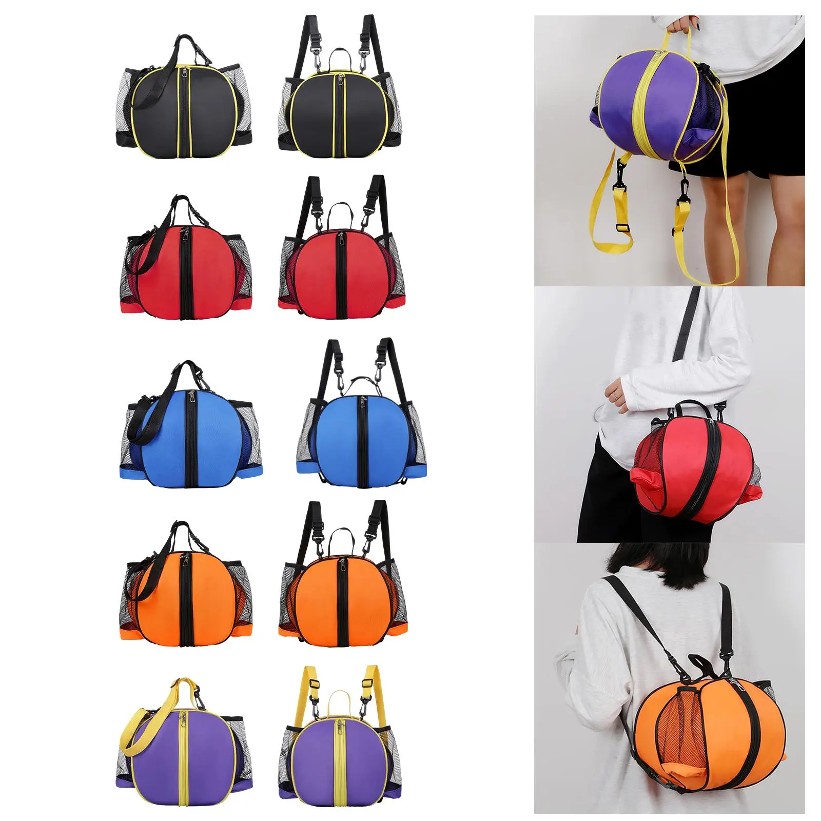 Portable Basketball Shoulder Bag Sports Ball Bag Easily Pick and Place Balls Adjustable