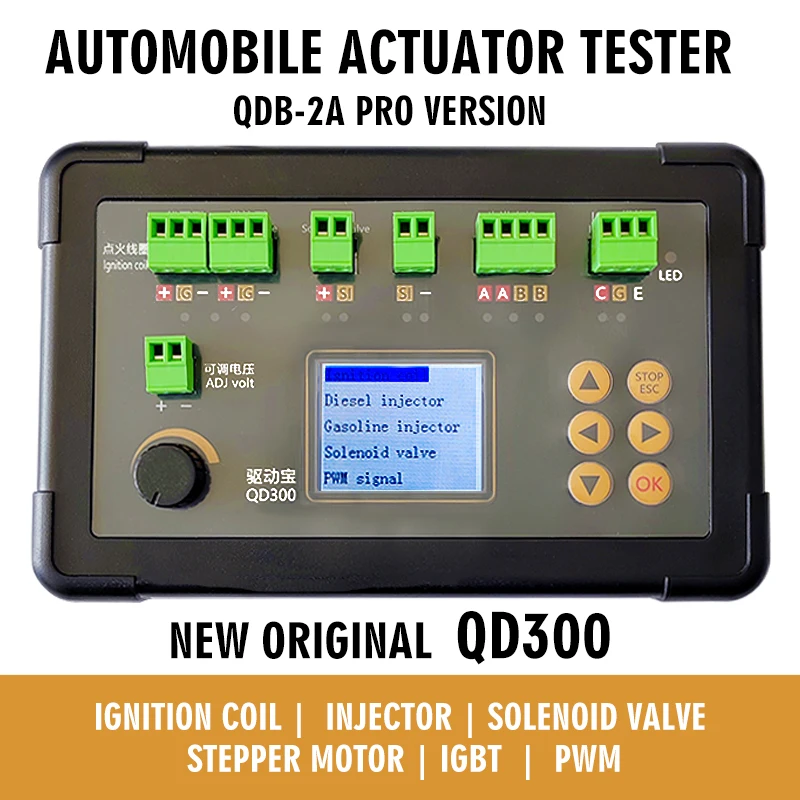 QD300 Automobile Ignition Coil Tester PWM IGBT Actuator Fault Detector Tool Auto IGBT Idle Stepper Motor Solenoid Valve Injector