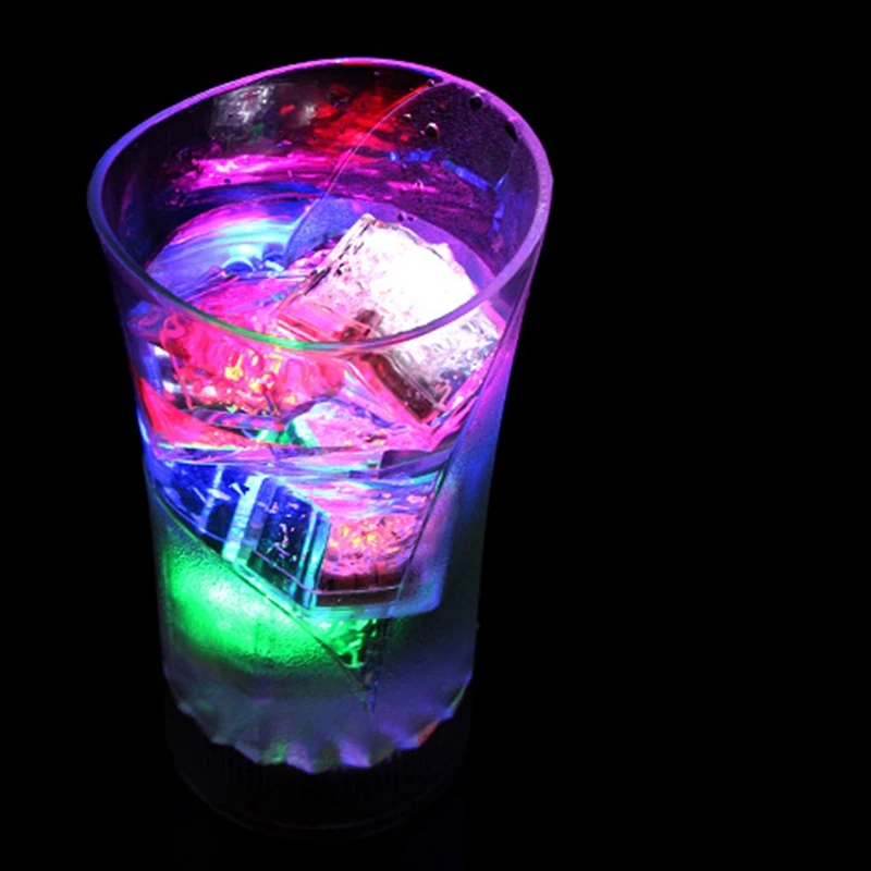 12Pcs Bar KTV Luminous Ice Square Luminous Toy LED Colorful Ice Square Water Sensor Luminous