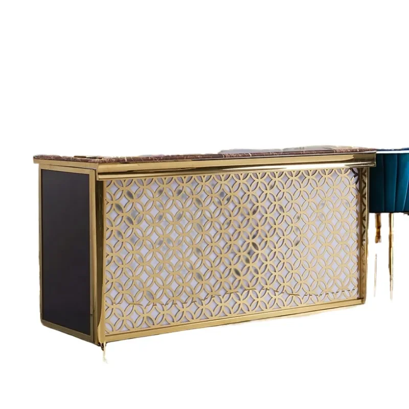 Contemporary Gold Stainless Steel Bar Counter LED Lighting for Superior Family Apartment Restaurant Party Lounge Modern Bar