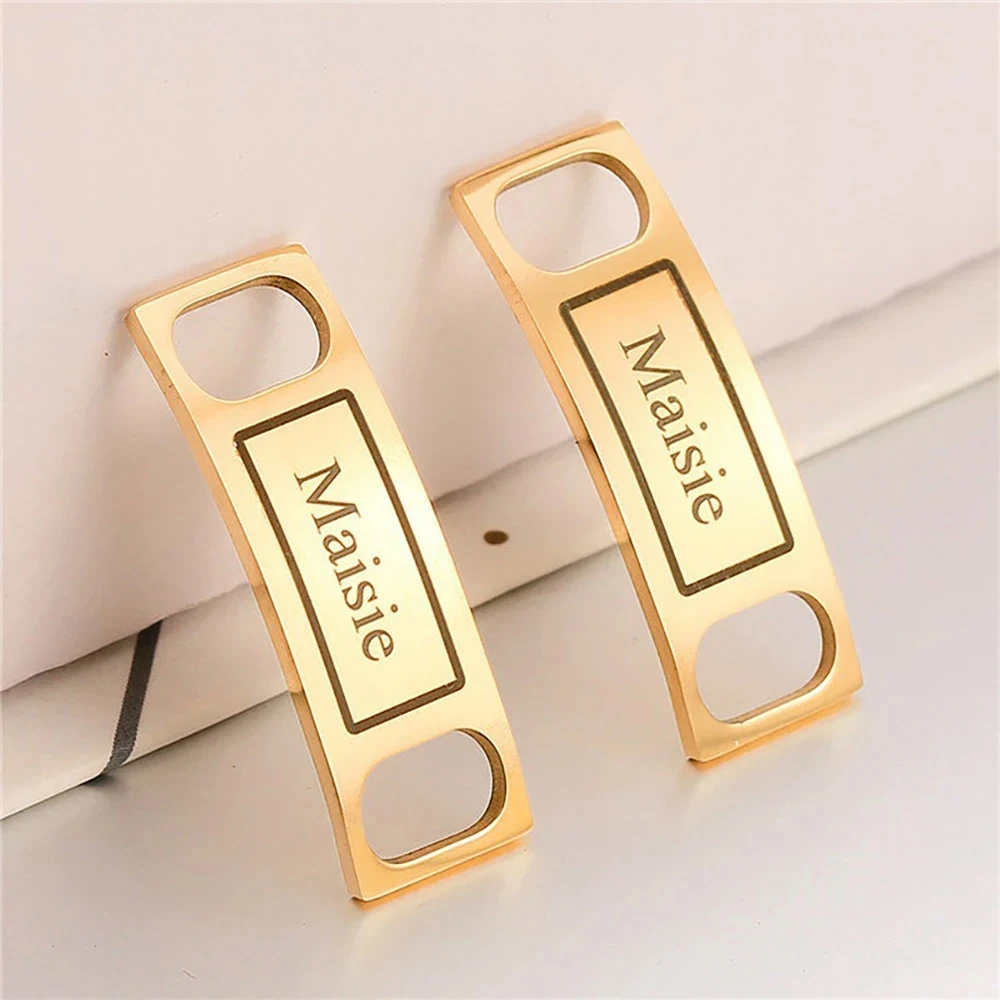 Personalized Custom Name Shoe Buckle Carving with A Pair Gold Stainless Steel Fashionable Shoe Decorations Sports Shoe Buckles