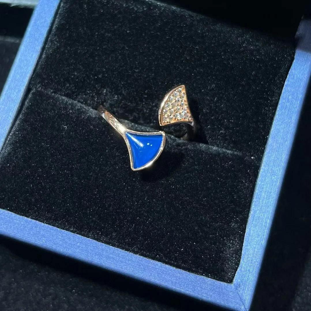 

Certificated 925 Silver Natural Mexican Blue Amber Jewelry Set Fan Dress Shape Ring &Stud Earring Popular Designer Fine Jewelry