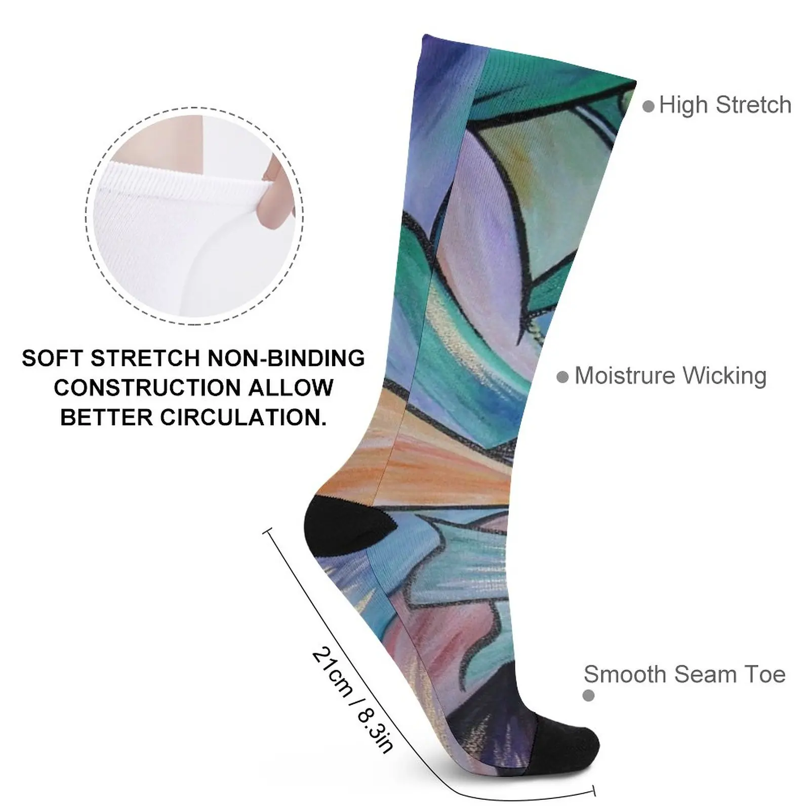 Middle Eastern Belly Dancer With Pastel Veils Socks golf socks for woman image 3