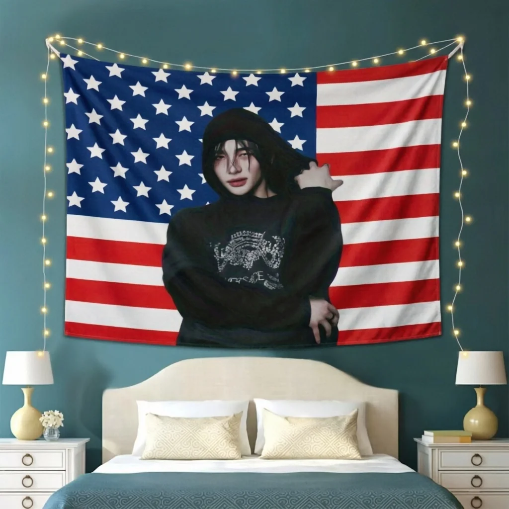 1pc 2D Flat Hoodie American Flag, Durable Outdoor/Indoor Fabric Wall Decor, Ideal for Concerts Sports Events Kpop Fan Decor