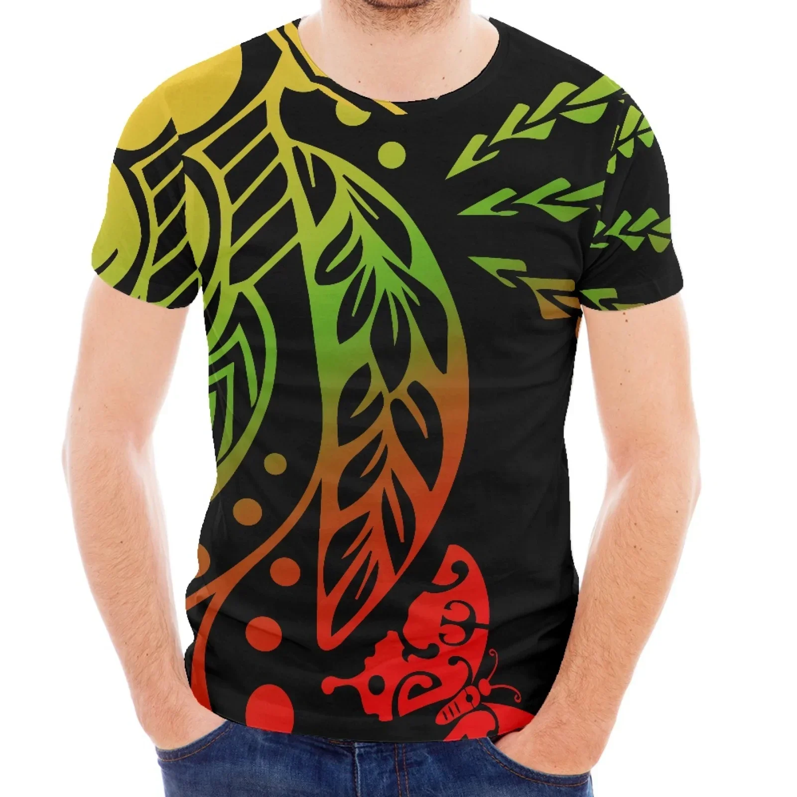 Polynesian Tribal Fijian Totem Tattoo Fiji Prints Male Summer Short Sleeve Handsome Printed T Shirts Man Loose Fashion Tops Tee