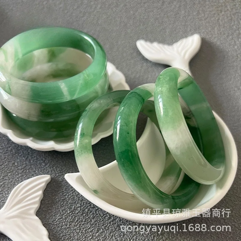 

Продукты для потокового вещания в реальном времени, браслеты из африканского изумруда, плоская замена, нефритовый донглин, нефритовые плавающие цветы, цвет нефрита Xiaohongshu