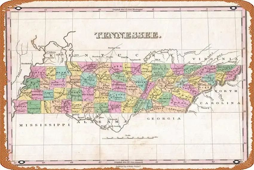 Tennessee Map Poster 8 x 12 Inches - Retro Vintage Metal Tin Sign for Home Bar Pub Garage Decor Movie Gifts 1pc sign sign