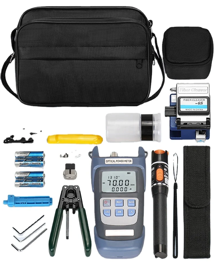 

FTTH Fiber Optic Cold-Connected Construction Tool Kits with 10mW VFL and Optical Power Meter and CFS-3 and Fiber Cleaver