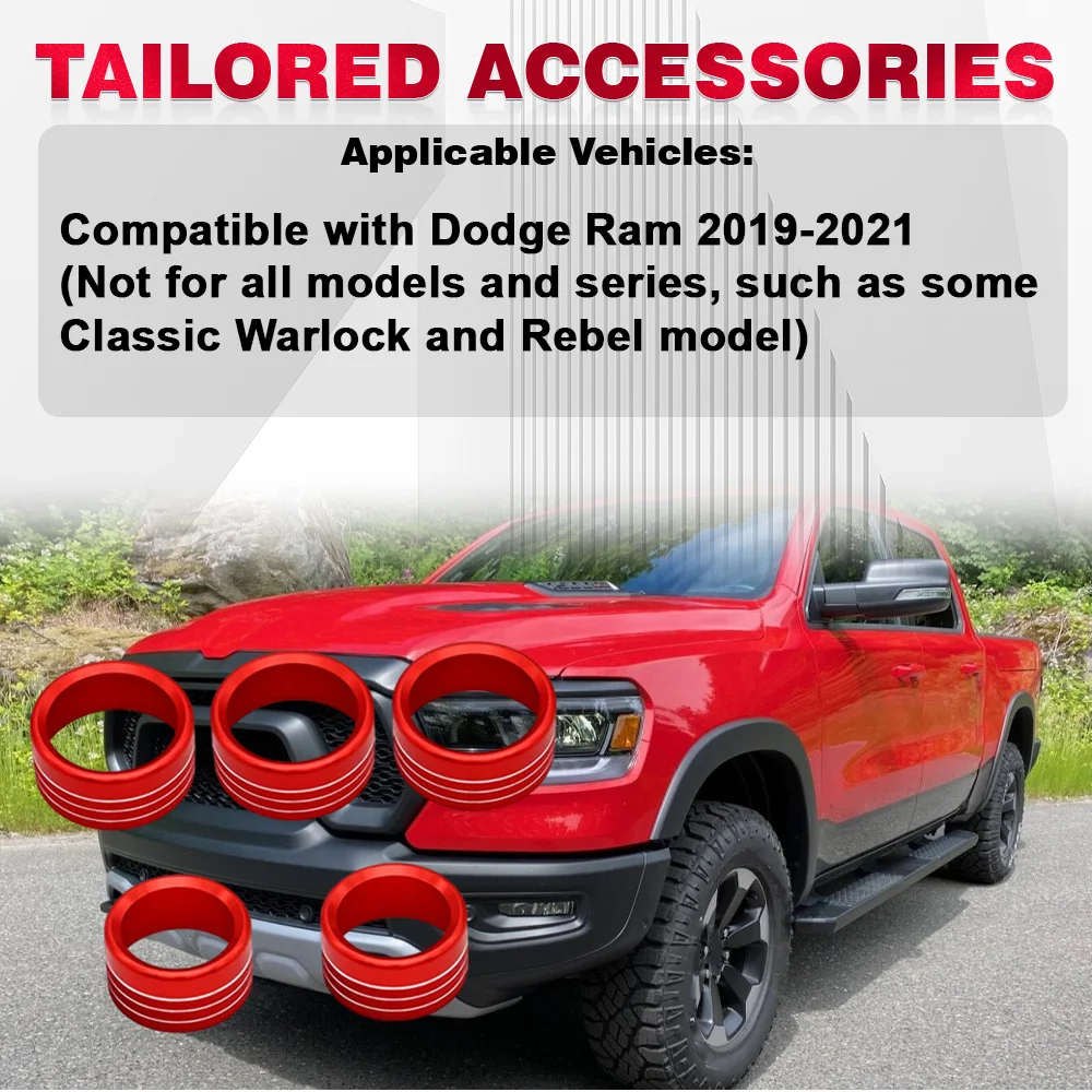 

AC Radio Knob Cover volume air conditioning switch knob Center for Dodge Ram 2019-2021