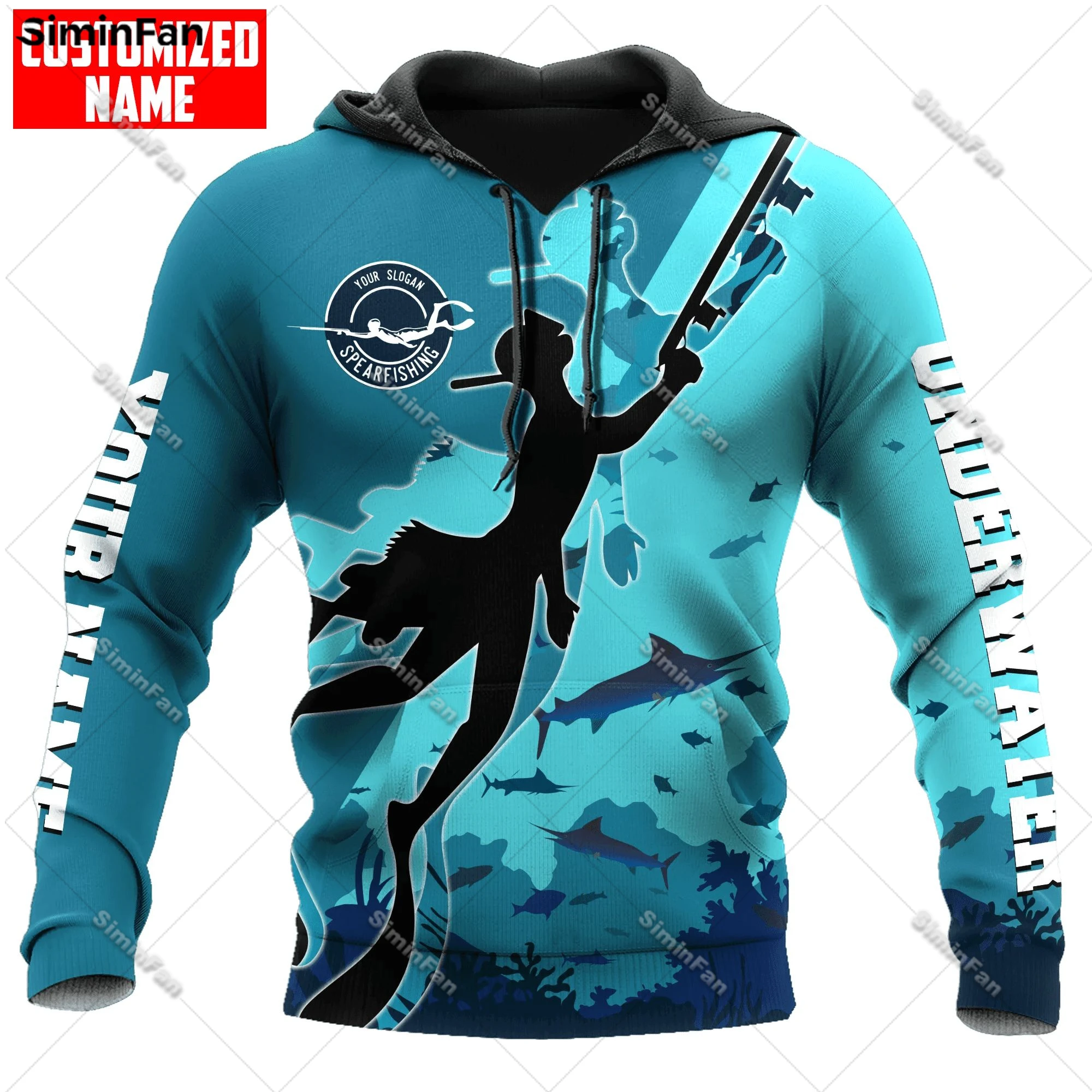 

Spearfishing Underwater 3D All Over Printed Hoodie Mens Hooded Pullover Jacket Coat Male Sweatshirt Unisex Outwear Female Top