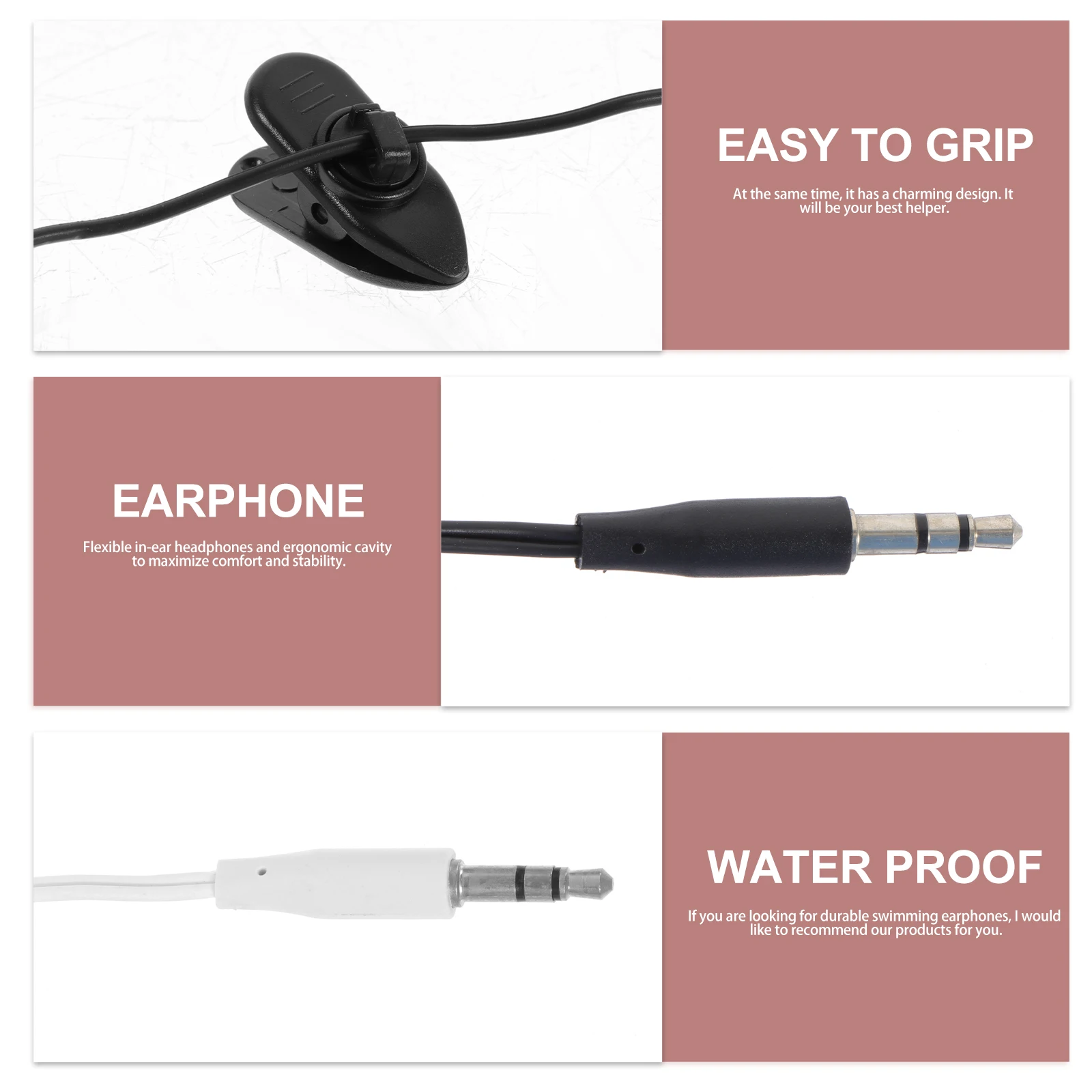 

2Pcs Earphone for Swimming Waterproof Underwater Ear Design for Snorkeling Diving Surfing Bathing Activities