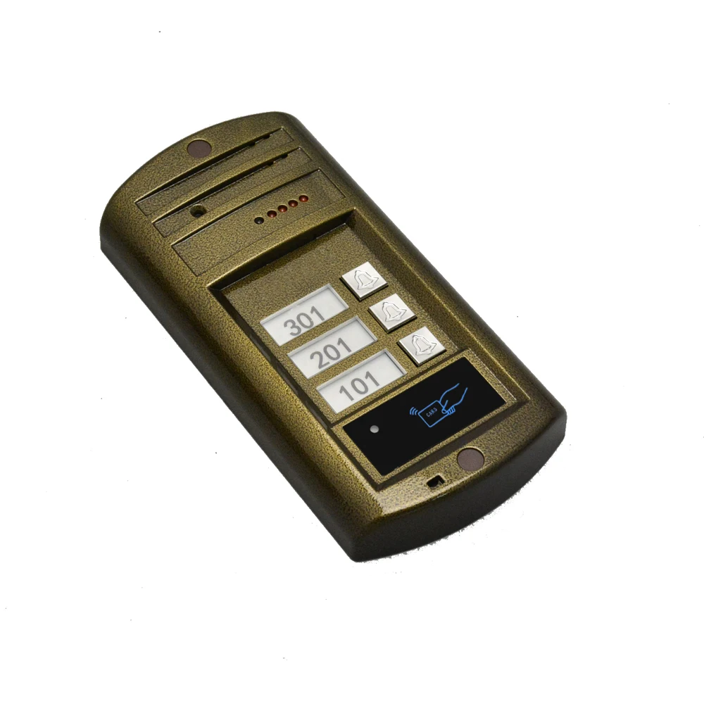 RFID Inductive Card Door Unlock Wall Mounted 3 PCS 7 inch Color Monitor Doorbell For House Smart Control Building Talk-back