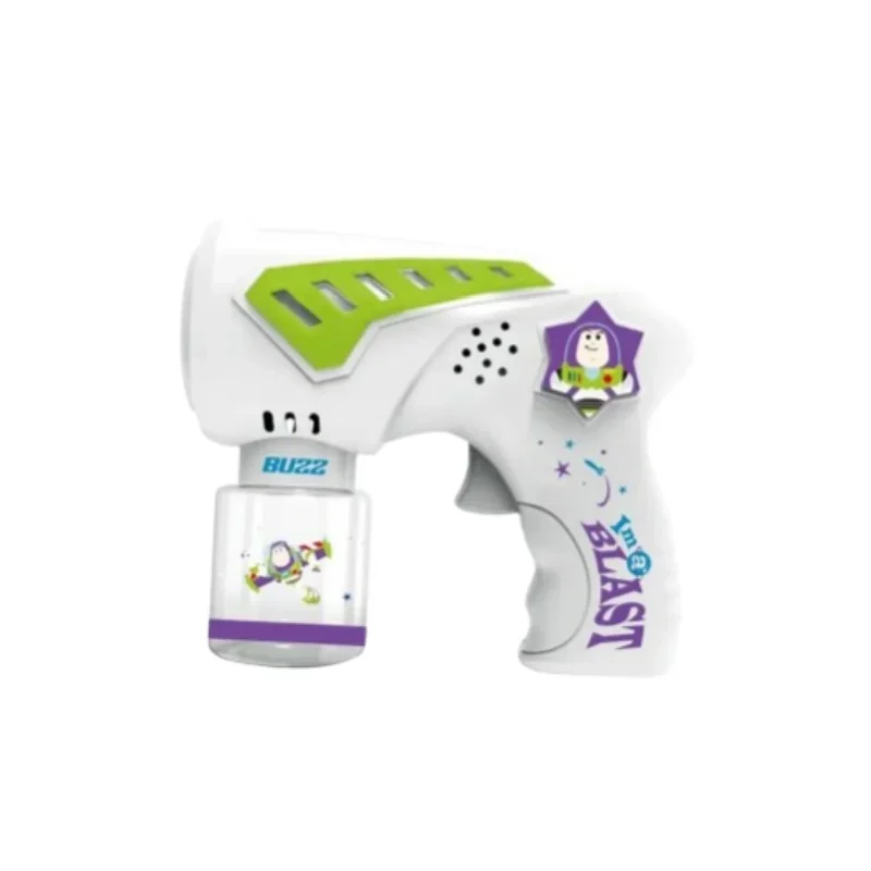 Disney-máquina de burbujas eléctrica de mano para niños, 12 agujeros, Buzz Lightyear, soplado de burbujas automático sin fugas, Netflix, juguete de regalo