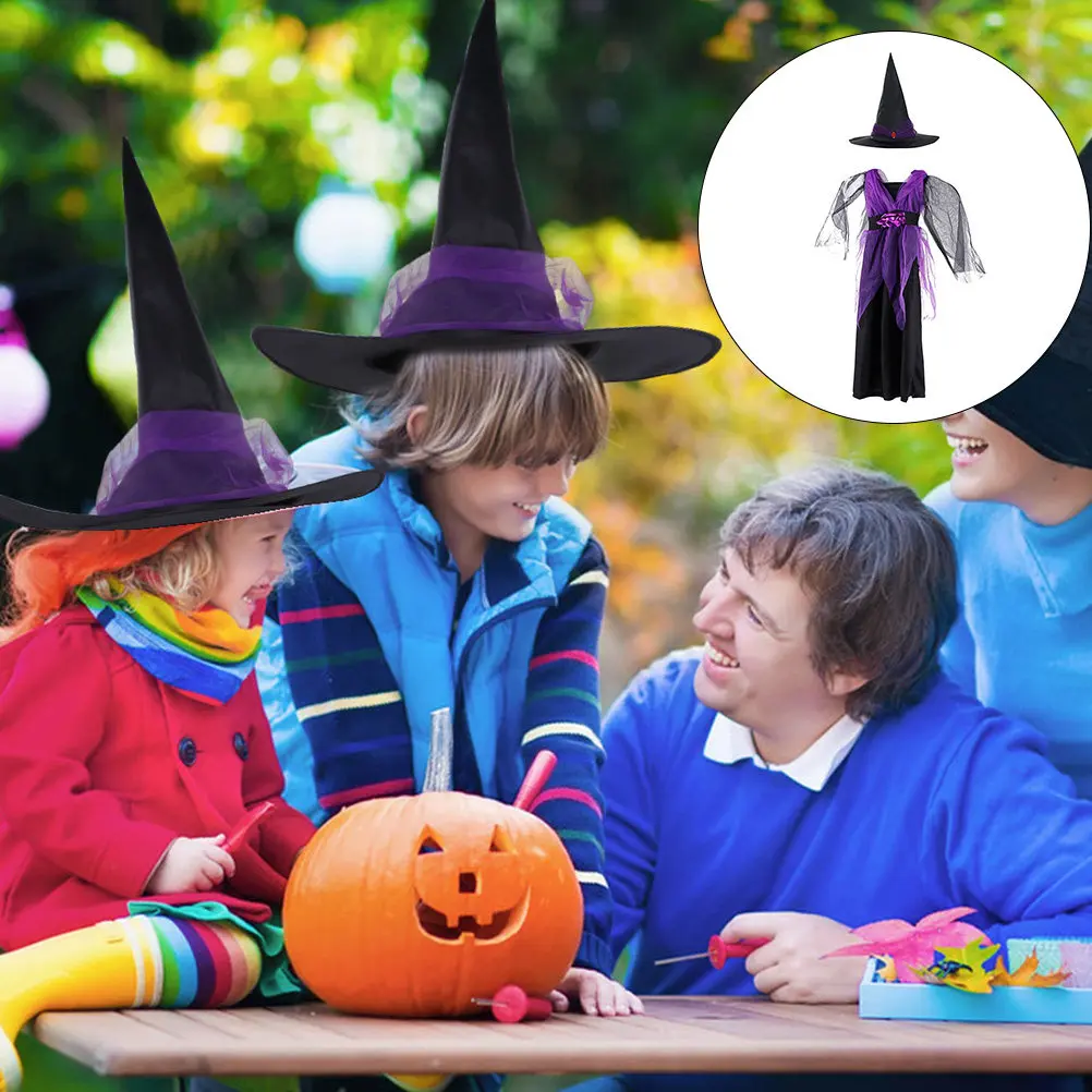 

1Set Childrens Witch Costume Creative Lightweight Dress Halloween Cosplay Suit Girls Witch Dress Kids Halloween Costumes