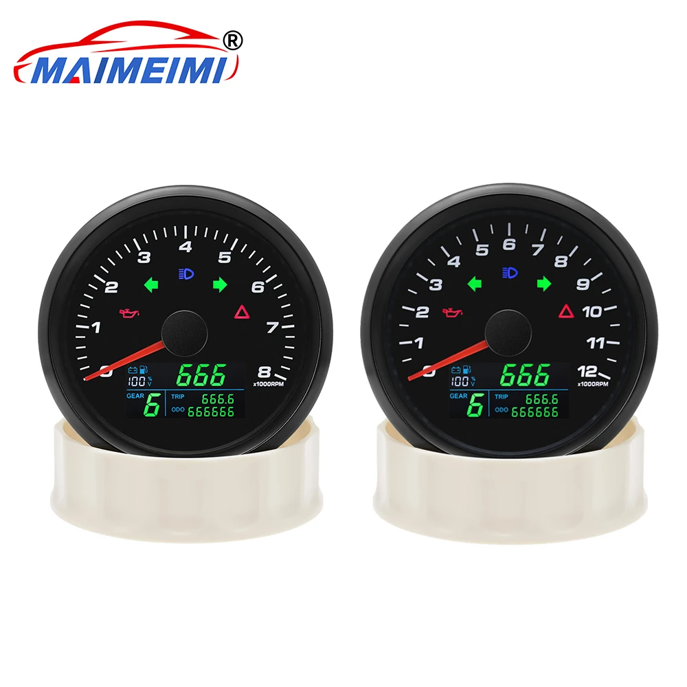 

85mm Tachometer+GPS Speedometer+Voltmeter+Gear+fuel gauge with gps Antenna Sensor for Car Motorcycle