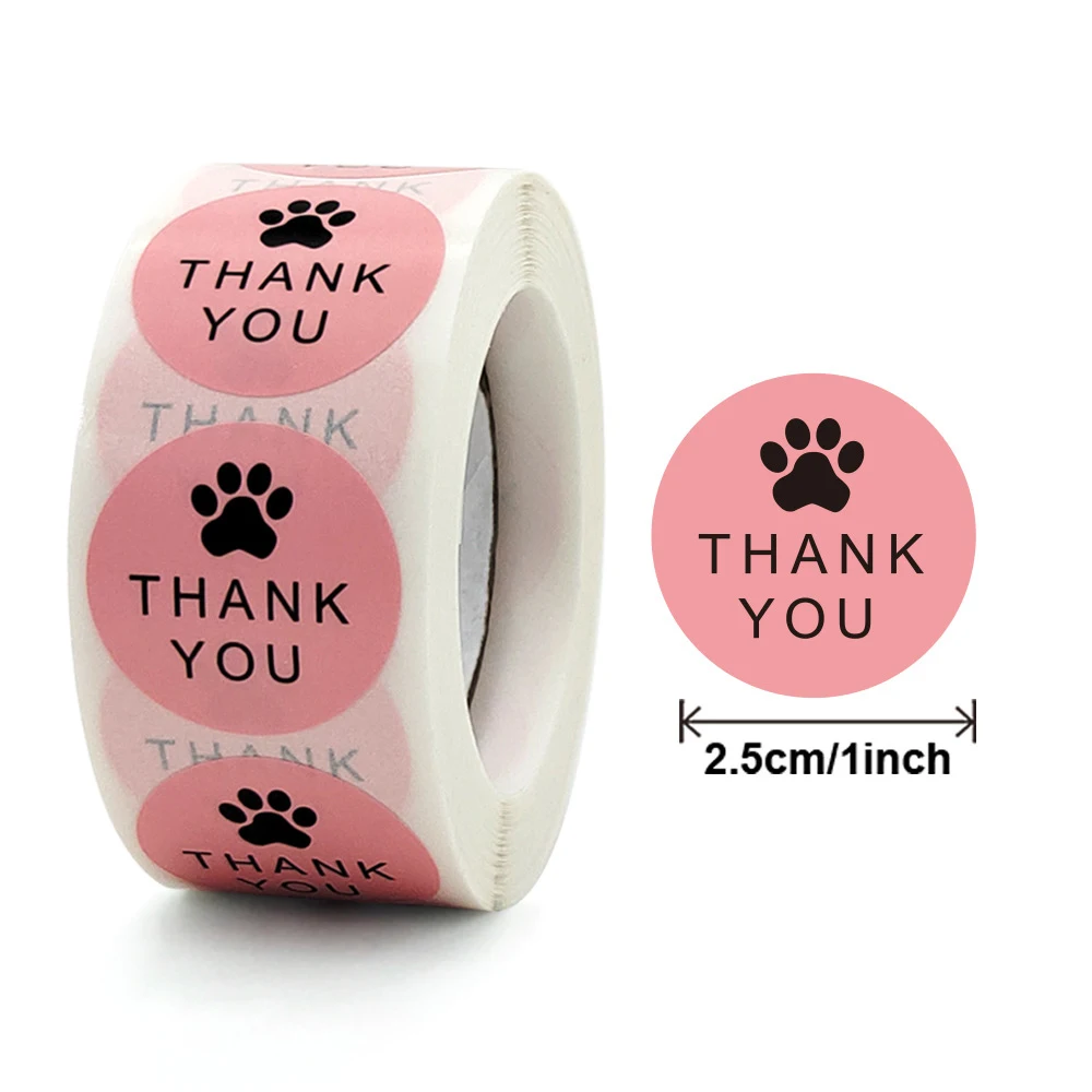 50-500PCS Thank You Sticker For Supporting Business Labels Sticker Pink Sticker Package Decoration Stationery Supply