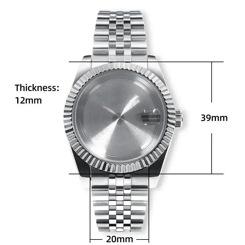 36mm/39mm Sapphire Glass For Men Watch Case Fit NH36 NH34 NH35 Movement Fashion Waterproof Jubilee Stainless Steel