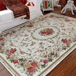 Vintage Rustic Carpet Shabby Rose Rugs Luxury Soft Elegant Traditional Rugs Floral Floor Carpet Home Living Room Bedroom Mats