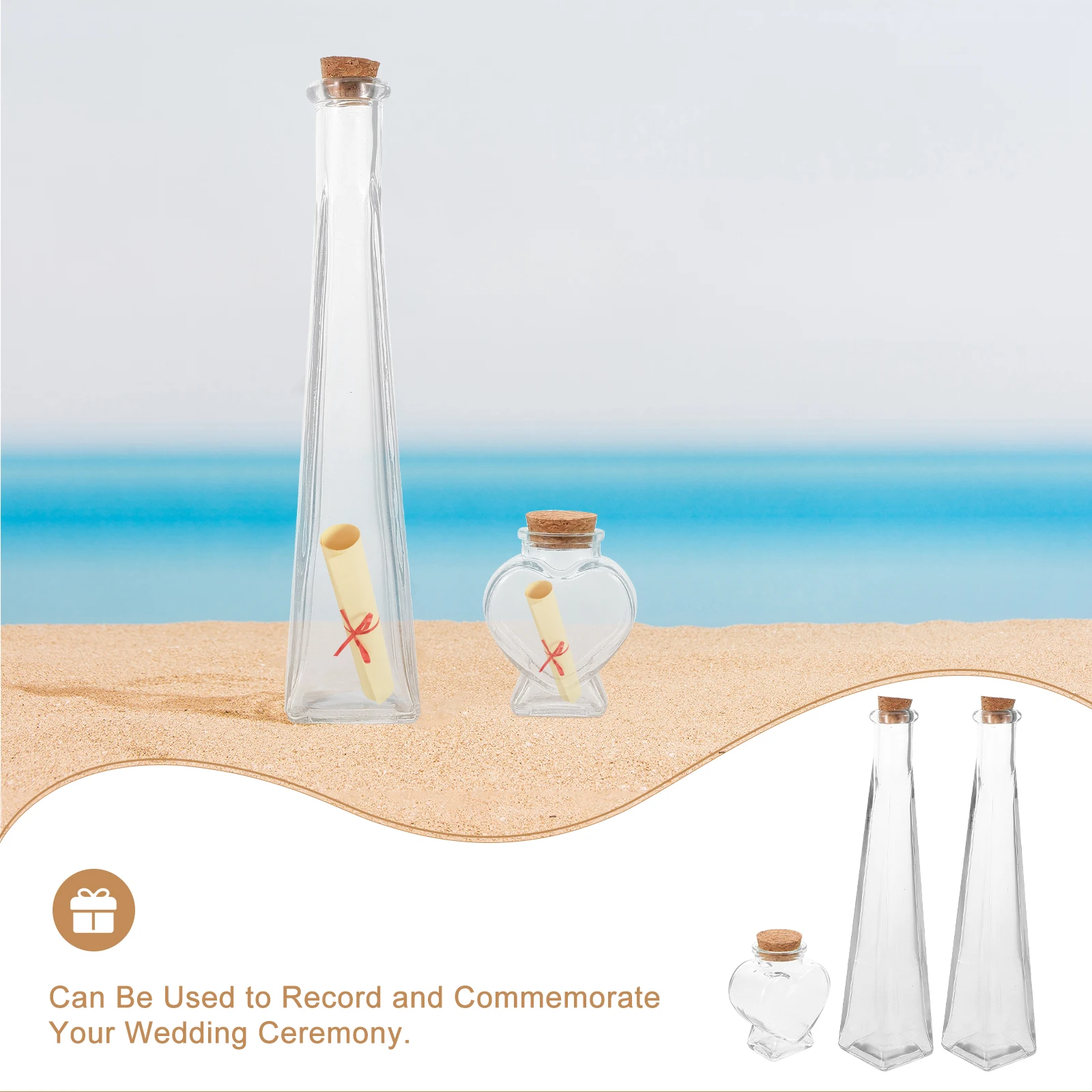 

3Pcs Wedding Sand Ceremony Set Delicate Glass Containers Wishing Bottles Decorative Craft Wedding Sand Ceremony Set