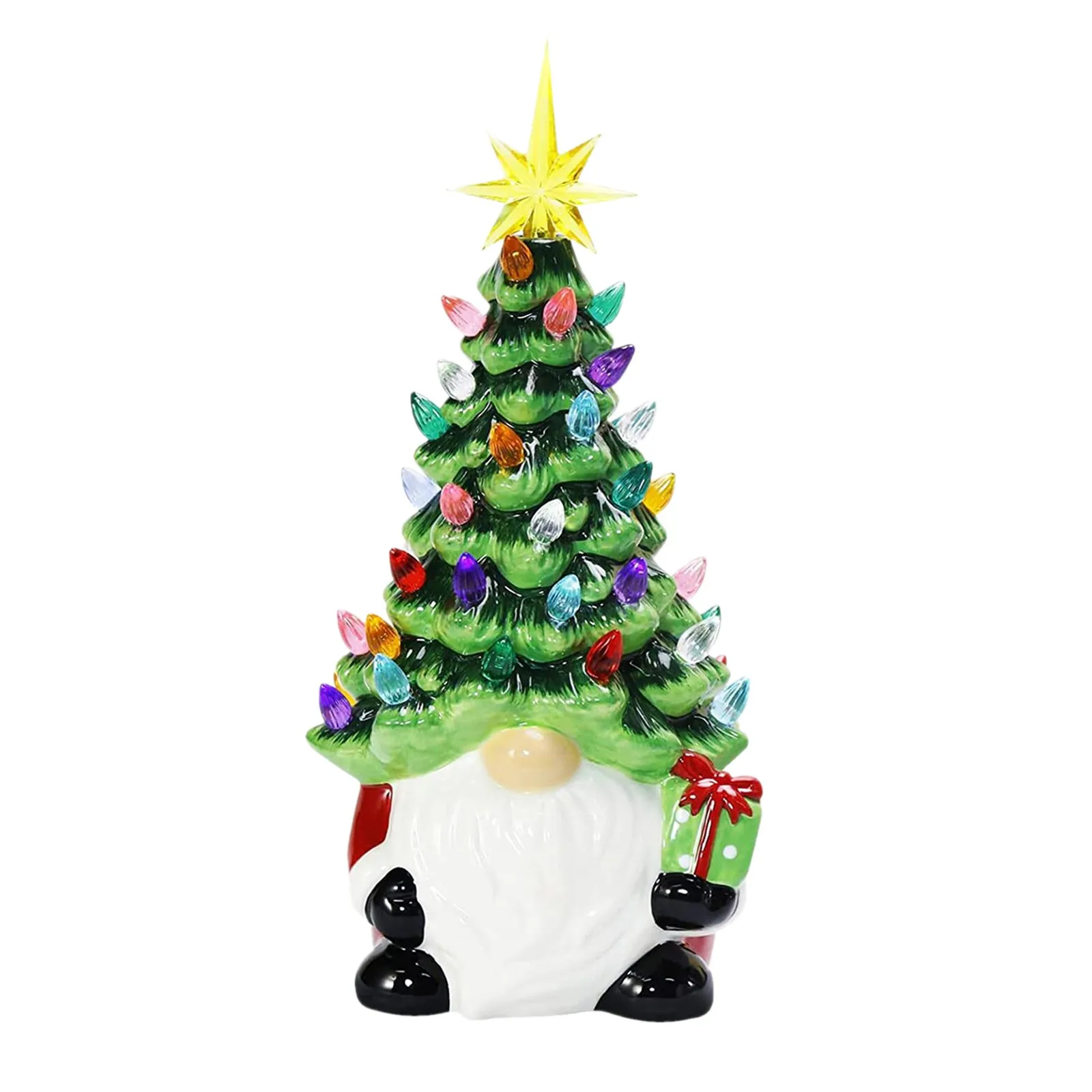 Christmas Decorations 6.3 Inch Multi Color Lights Luminous Dwarf Ceramic Christmas Gnomes Christmas Decorations Faceless Doll