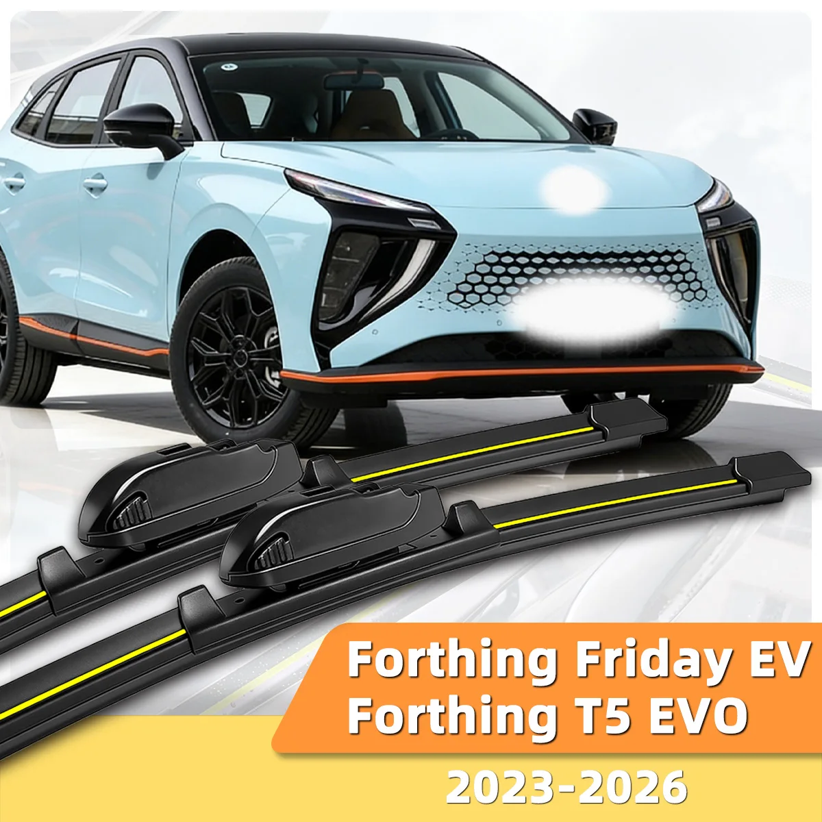 2 Stück Auto-Scheibenwischer Passend für Dongfeng Forthing Friday EV/Forthing T5 EVO (2023-2026) Naturkautschukstreifen Knochenloser Geräuscharmer Frontscheibenwischer