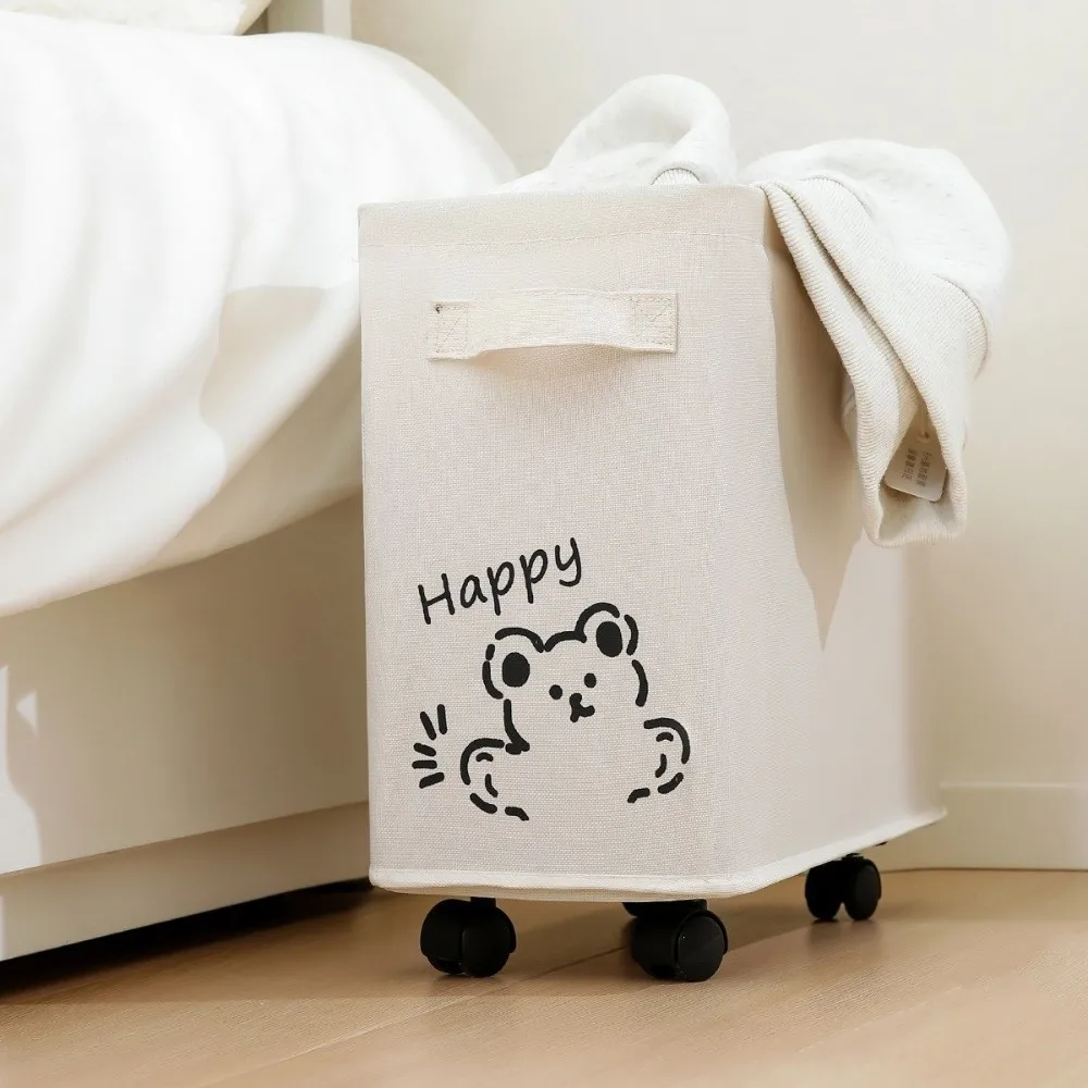 Large Capacity Under Desk Storage Box Moisture-proof Space Saving Rolling Storage Basket with Wheels Dirty Clothes Basket 3