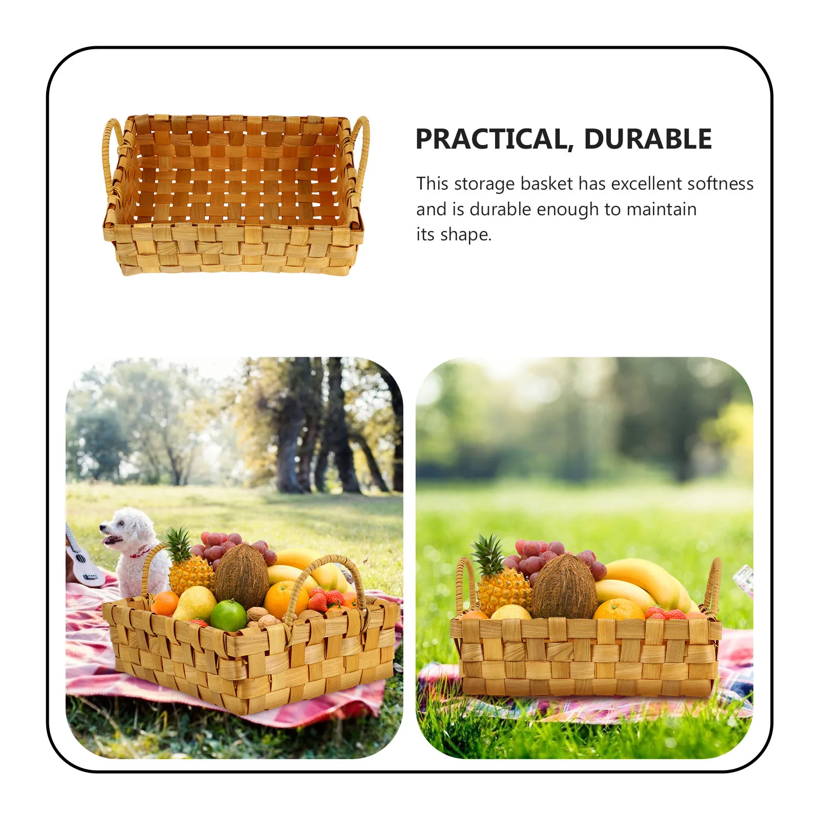 

1pc Country Style Storage Baskets Garden Hand Weave Yellow Basket Natural Material Woven Organizer For Snacks Clothes